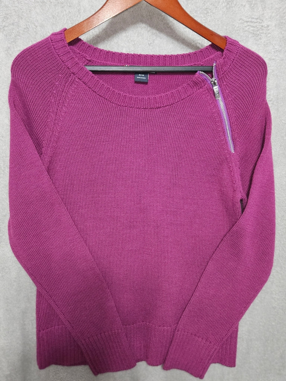 Ariat Women's Merino Wool Blend Purple Pullover Sweater Casual Zipper Detail M
